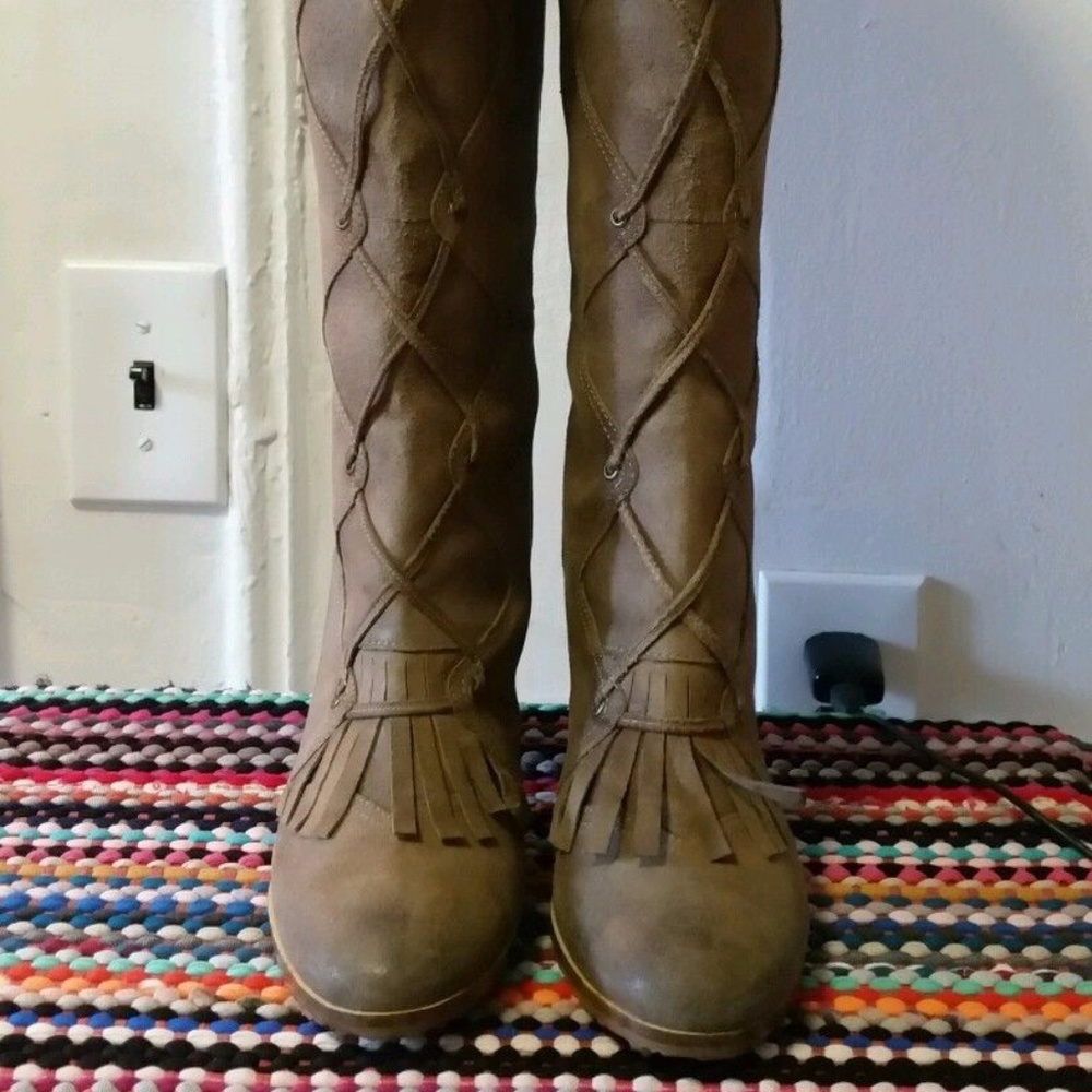Plenty by Tracy Reese tasseled lace up boots